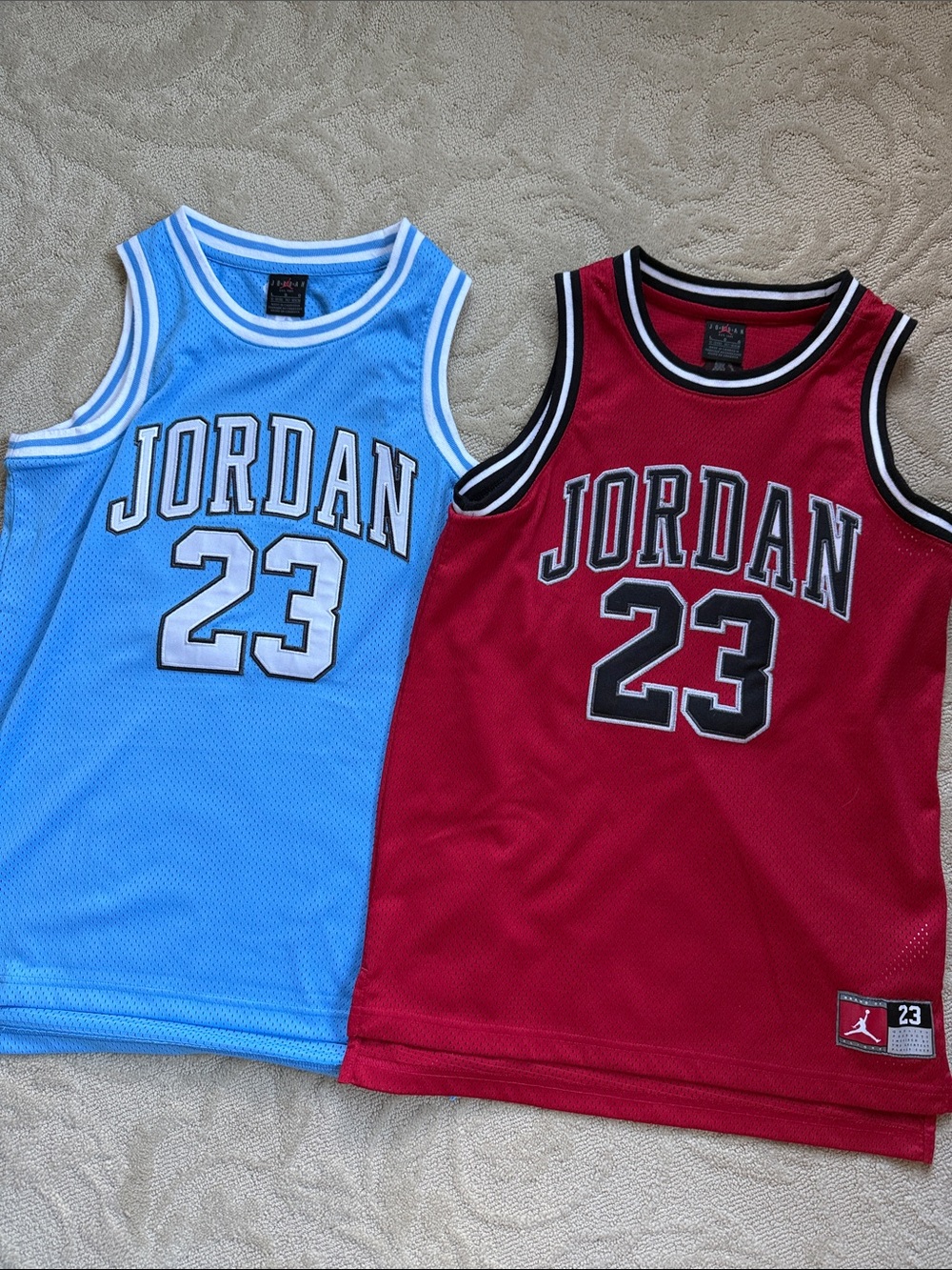 Jordan Kids' 23 Mesh Basketball Jerseys in Red and Light Blue